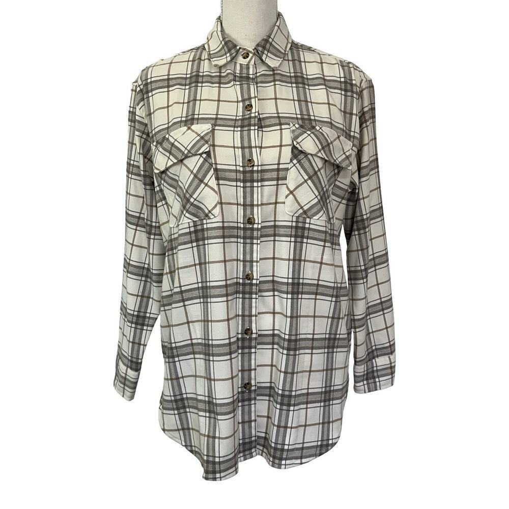 Abercrombie & Fitch Womens Plaid Oversized Flannel Shirt Size S‎ Pockets Country